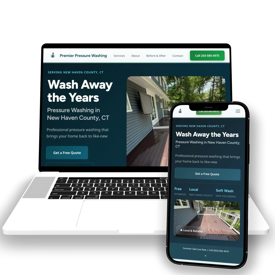 CTSiteFlow website mockup on MacBook and iPhone